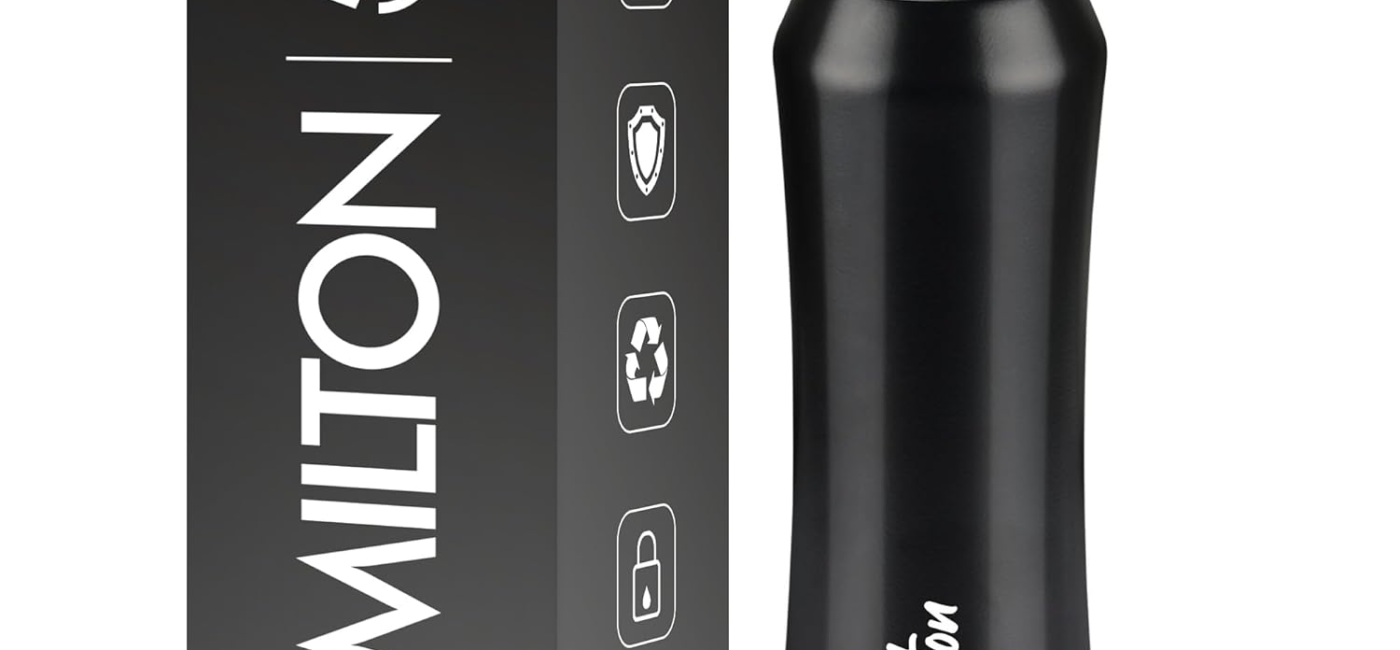 MILTON Comet 1000 Stainless Steel Water Bottle 1000 ml, Single Walled, ISI Certified I Leak Proof Lid, Rust Proof I For School, Office, Gym I Black