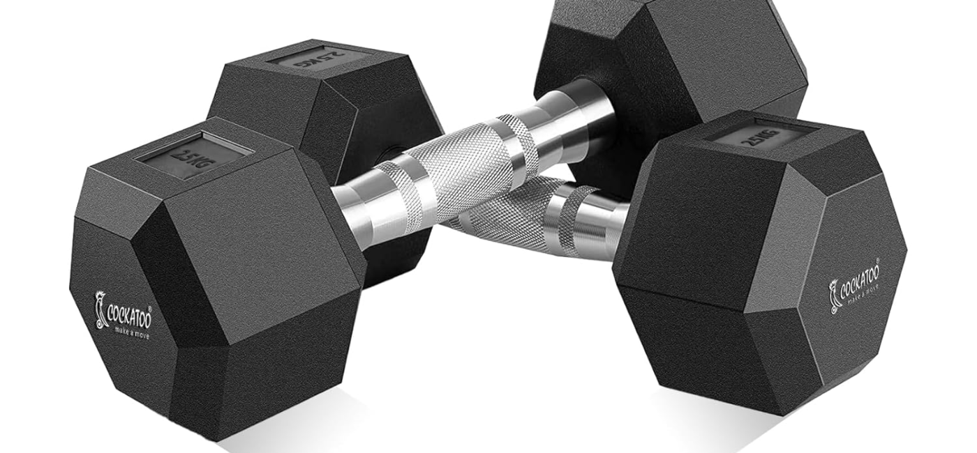 Cockatoo Rubber Coated Professional Hex Dumbbells