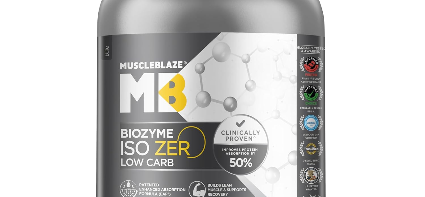 MuscleBlaze Biozyme Iso-Zero, Low Carb Whey Protein Isolate Powder